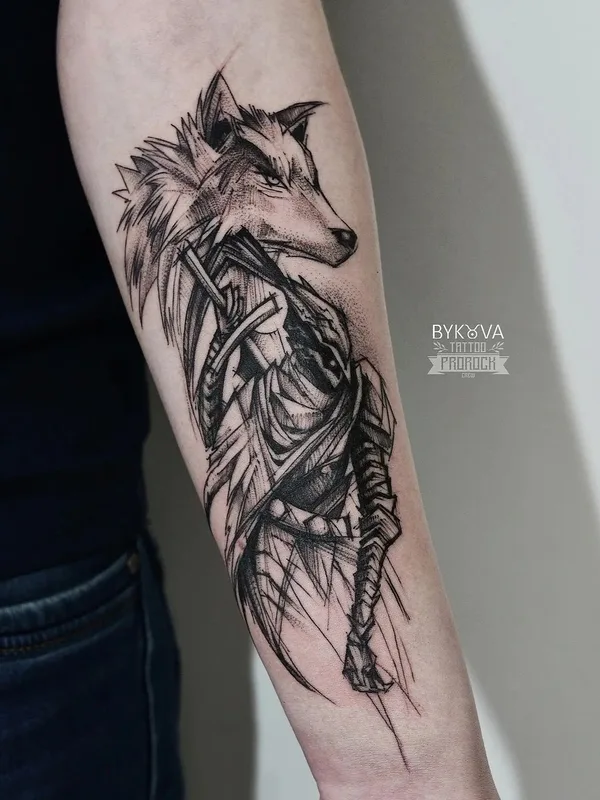 black and grey sketch Tatuagem em forearm #51689 | Tatuador Елена Быкова