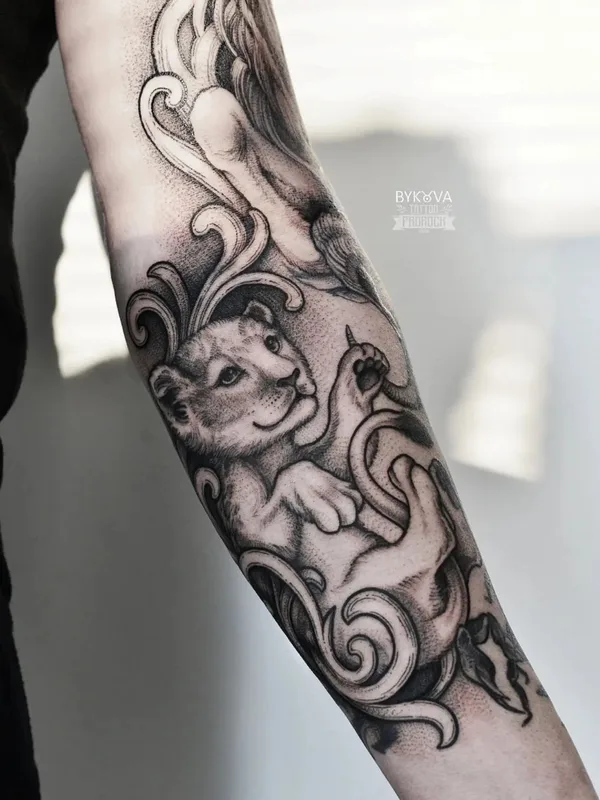 black and grey realism Tatuagem em forearm #51691 | Tatuador Елена Быкова