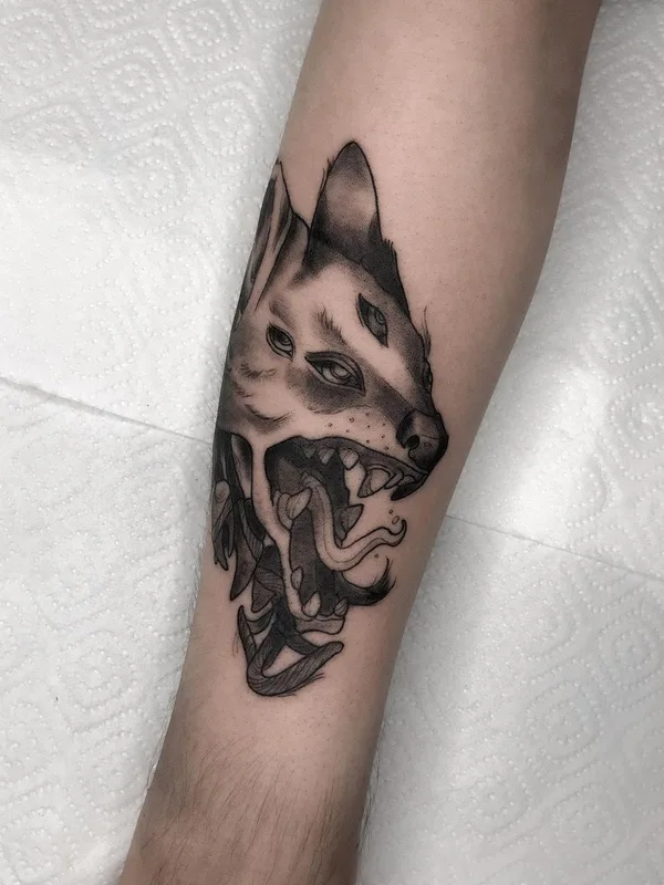 black and grey blackwork tattoo on forearm #51772 | Tattoo Artist Юлия Левицкая