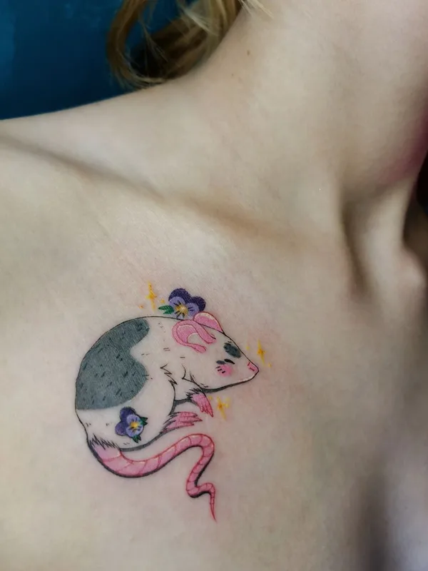 female color illustrative Tatuagem em collarbone #51998 | Tatuador Ксения @ksen.tattooing