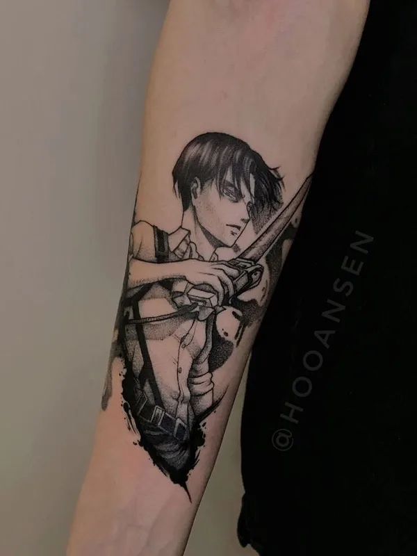 black and grey blackwork Tatuaggio su forearm #52066 | Tatuatore Елизавета Хансен