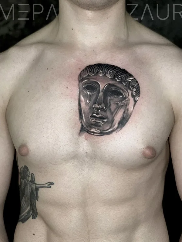 male black and grey realism Tatuagem em chest #52128 | Tatuador Заур Мепаридзе
