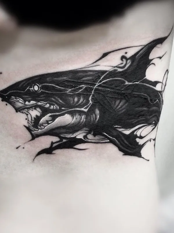 black and grey blackwork Tatuaggio su ribcage #52143 | Tatuatore Дмитрий Степаненко