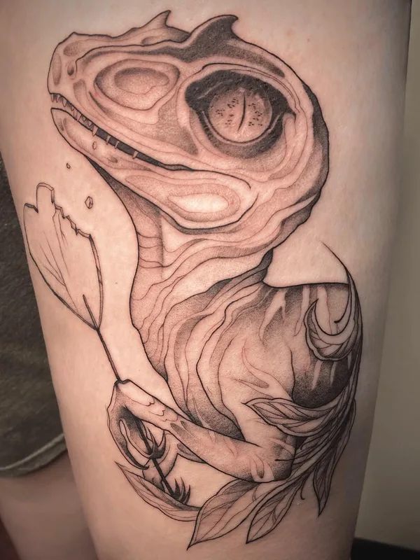 black and grey black and grey Tatuaggio su thigh #52196 | Tatuatore Ксения Антонова
