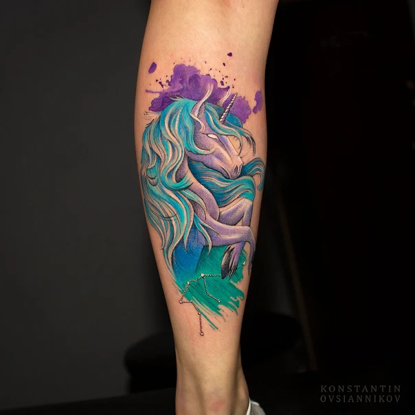 Акварель Unicorn, Constellation tattoo на Икра
