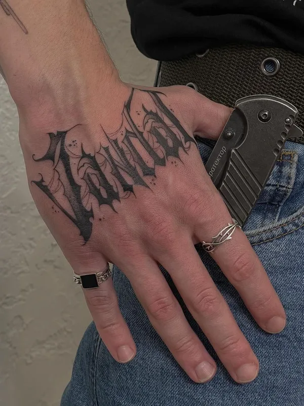 black blackwork татуировка на back of hand #52281 | Тату мастер Диана Вейцман