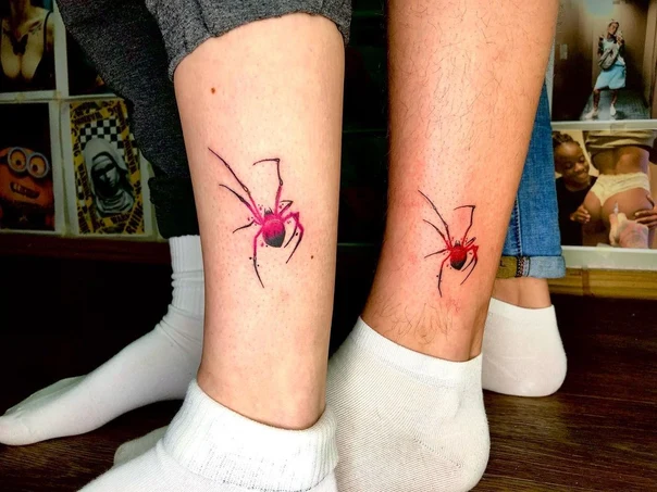 Файнлайн Spider tattoo на Лодыжка