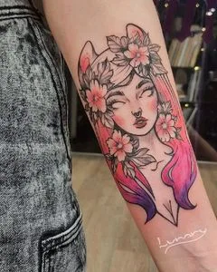 female color illustrative tattoo on forearm #52381 | Tattoo Artist Пушкина Елена