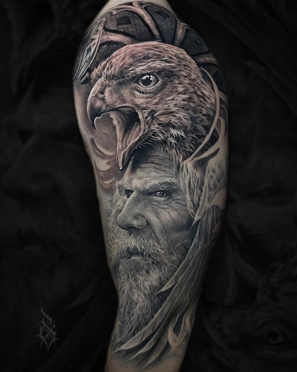 Realism Eagle, Man tattoo on Full Sleeve