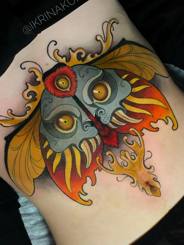 color neo traditional tattoo on thigh #52727 | Tattoo Artist Ирина Куркина