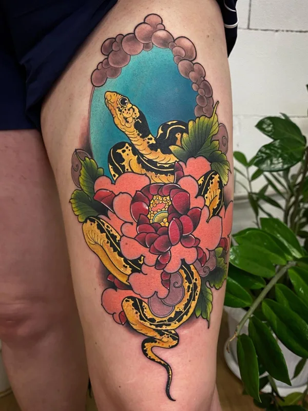 color japanese tatuaje en thigh #52755 | Tatuador Антон Глухих