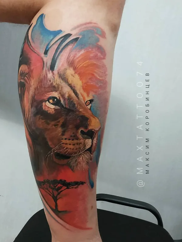 color realism tatouage sur calf #52767 | Artiste tatoueur Максим Коробинцев