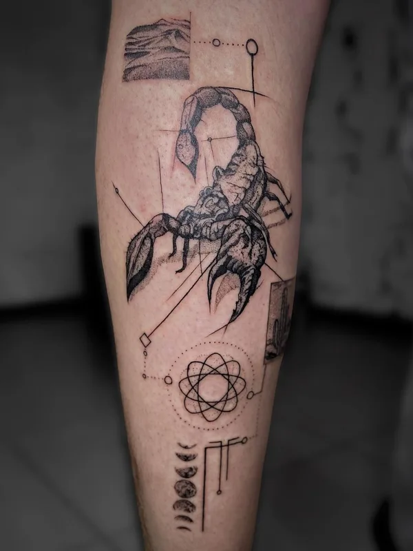 black sketch tatouage sur calf #52830 | Artiste tatoueur Игорь Пятых