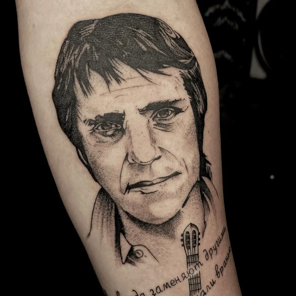 Реализм Portrait, Guitar tattoo на Предплечье