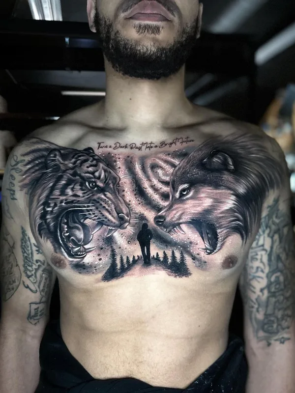 male black and grey realism 纹身 在 chest #63927 | 纹身师 Marcel Oliveira