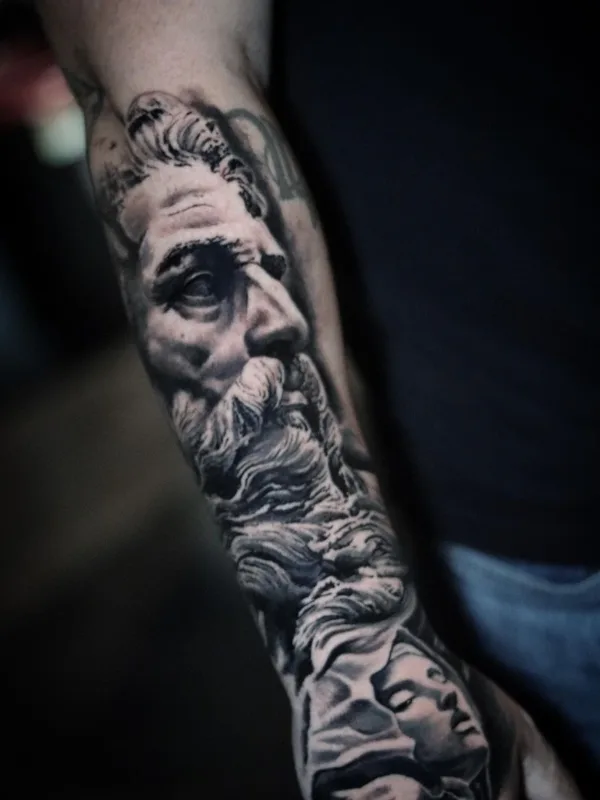 black and grey realism 纹身 在 full sleeve #63920 | 纹身师 Marcel Oliveira