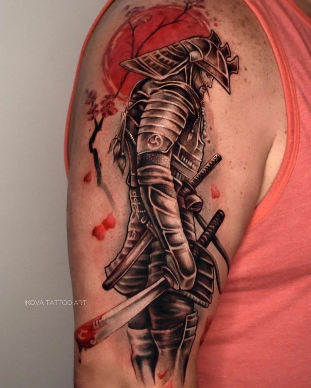 Japanese Samurai, Katana tattoo on Upper Arm