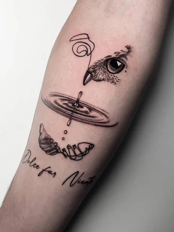 men black abstract, graphic, fineline Tatuaggio su forearm #64041 | Tatuatore KathePla