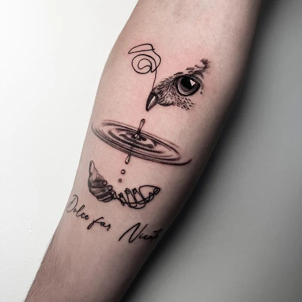Sketch Eye, Water tattoo on Forearm
