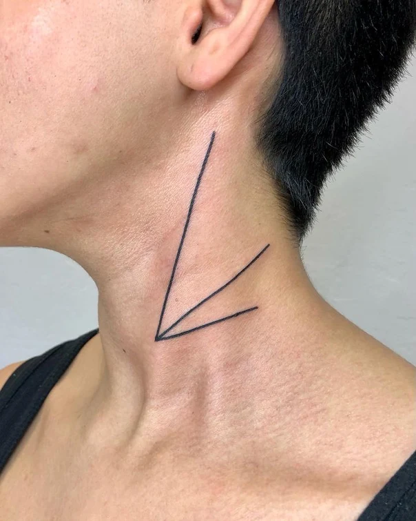 Linework Arrow tattoo on Throat