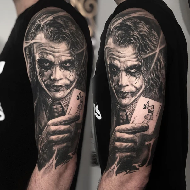 Реализм Portrait, Joker tattoo на Полный рукав