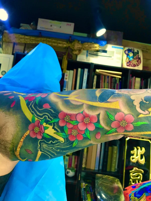 Japanese Flowers, Cherry blossoms tattoo on Forearm