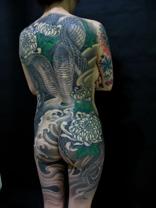 black and grey japanese 纹身 在 full back #64222 | 纹身师 YZ