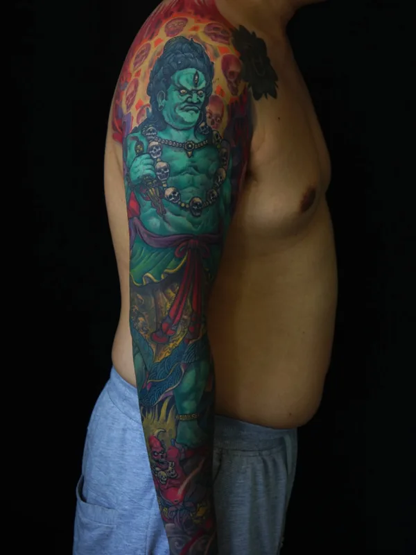 male color japanese 纹身 在 full sleeve #64216 | 纹身师 YZ