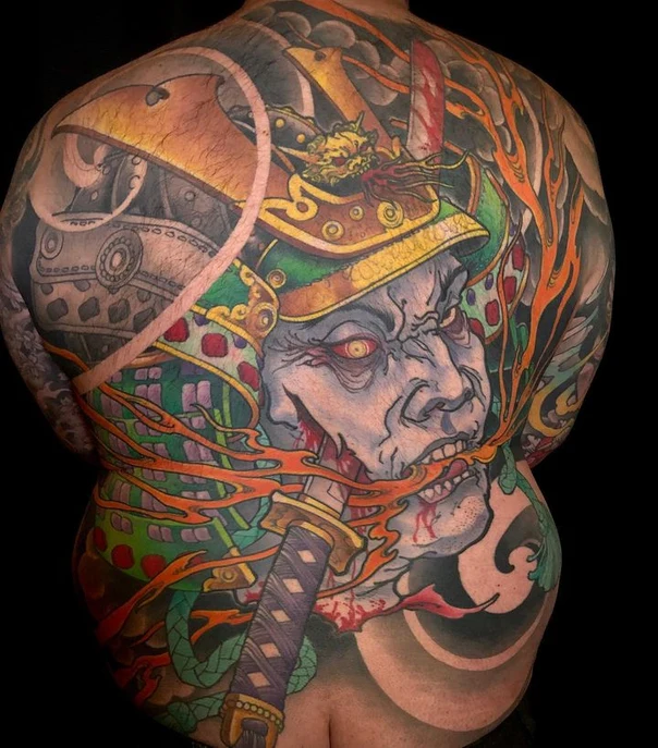 Japanese Samurai, Dragon tattoo on Full Back