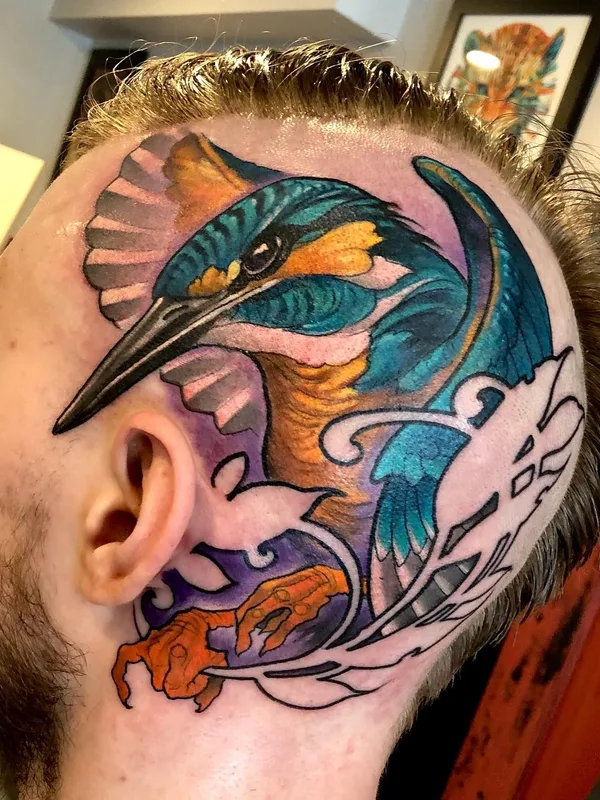 male color illustrative tatouage sur face #64345 | Artiste tatoueur James Tex