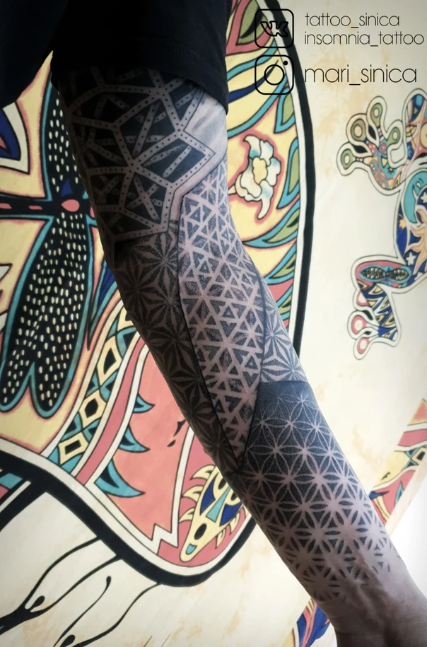 Геометрия Geometric, Mandala tattoo на Полный рукав
