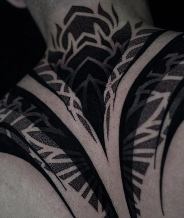 Geometric Abstract tattoo on Neck