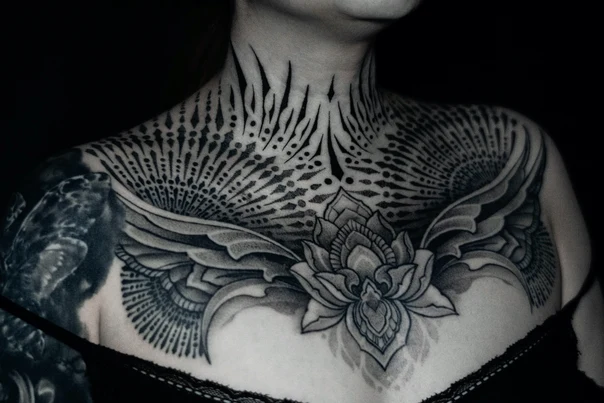 Ornamental Lotus, Geometric tattoo on Chest