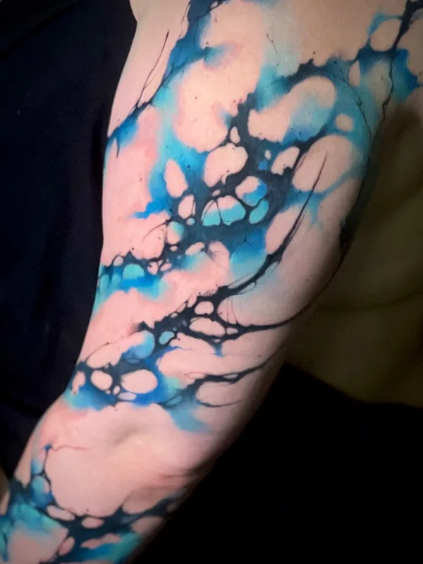 female color abstract tattoo on sleeve #64445 | Tattoo Artist Антон Ковригин (Yellow Dog)