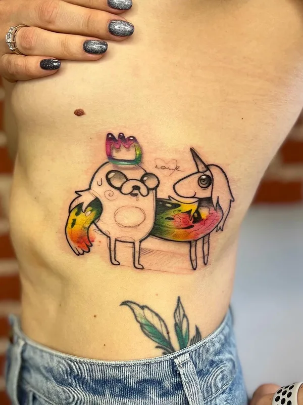 female color authorsstyle tattoo on side #64446 | Tattoo Artist Антон Ковригин (Yellow Dog)