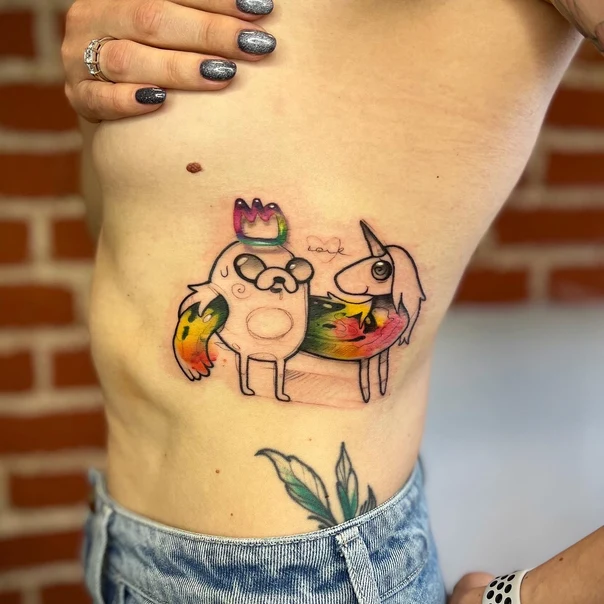 Cartoon Cartoon character, Unicorn tattoo on Side
