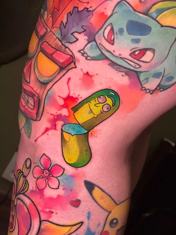 female color neotraditional tattoo on leg #64444 | Tattoo Artist Антон Ковригин (Yellow Dog)