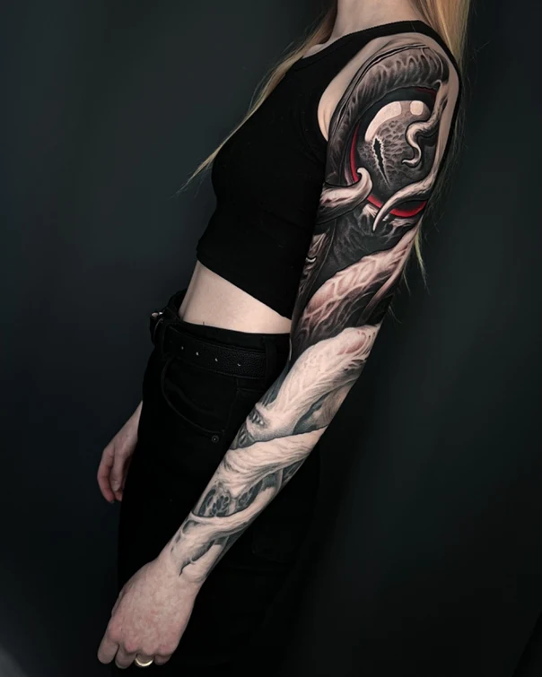 Биомеханика Abstract tattoo на Полный рукав