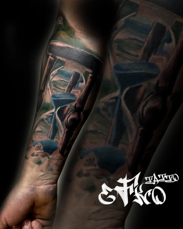Realism Hourglass tattoo on Forearm