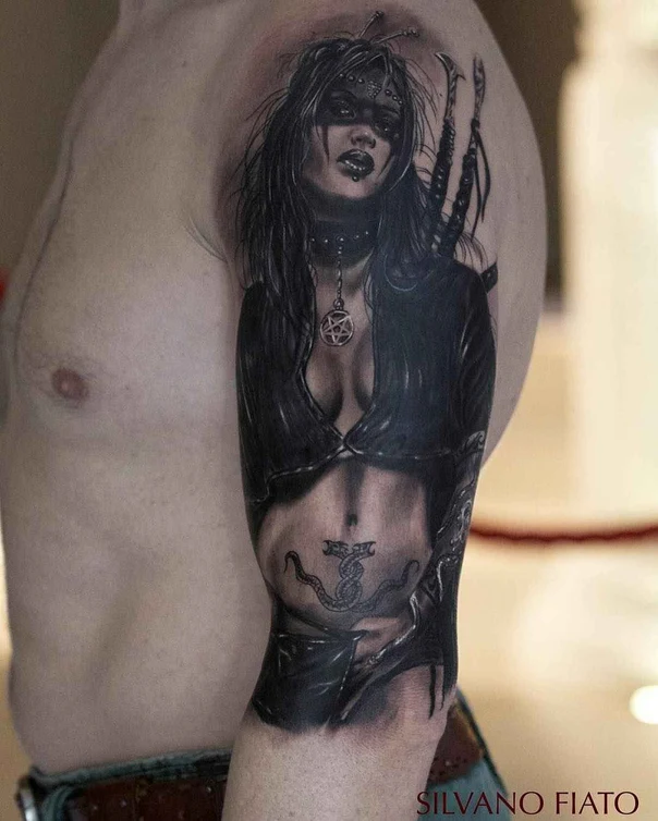 Realism Portrait, Snake tattoo on Full Sleeve