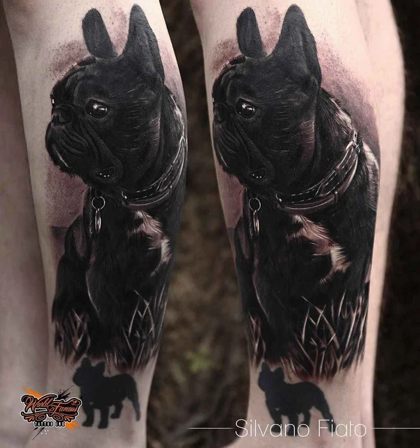 Realism Dog, Animal tattoo on Calf