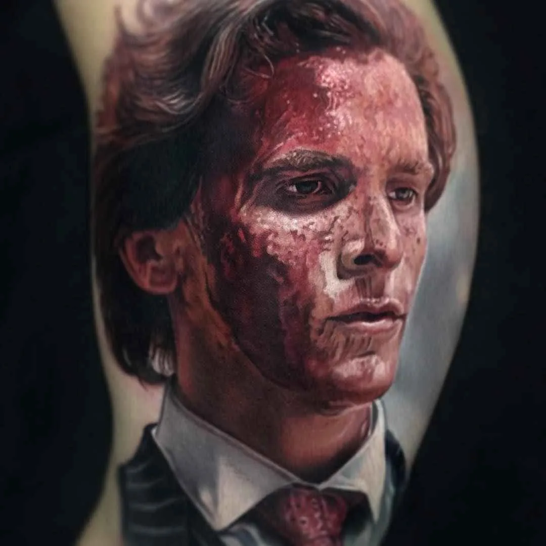Tattoo artist Paul Acker color horror-realism tattoo