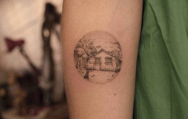 Sketch House, Dog tattoo on Forearm