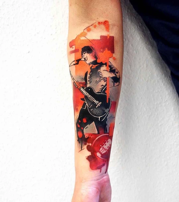 Illustrative Musician, Guitar tattoo on Forearm