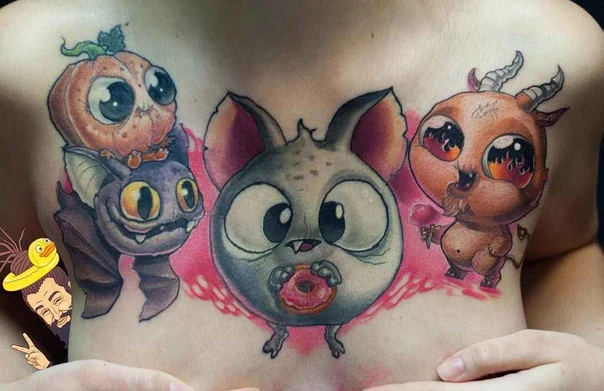 Cartoon Creatures, Cute tattoo на Грудь