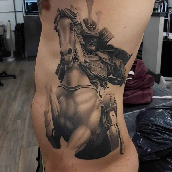 Realism Samurai, Horse tattoo on Side
