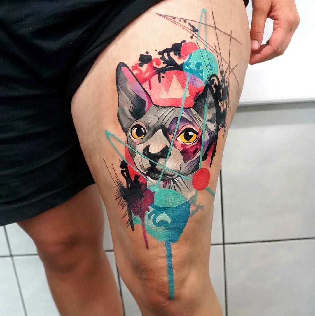 纹身艺术家Dynoz Art Attack色彩风格，新传统，几何，图形，设计纹身