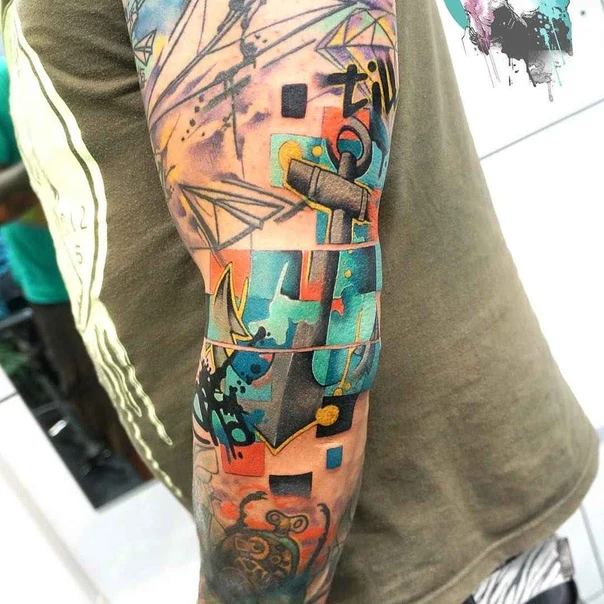 Abstract Anchor, Geometric shapes tattoo on Forearm