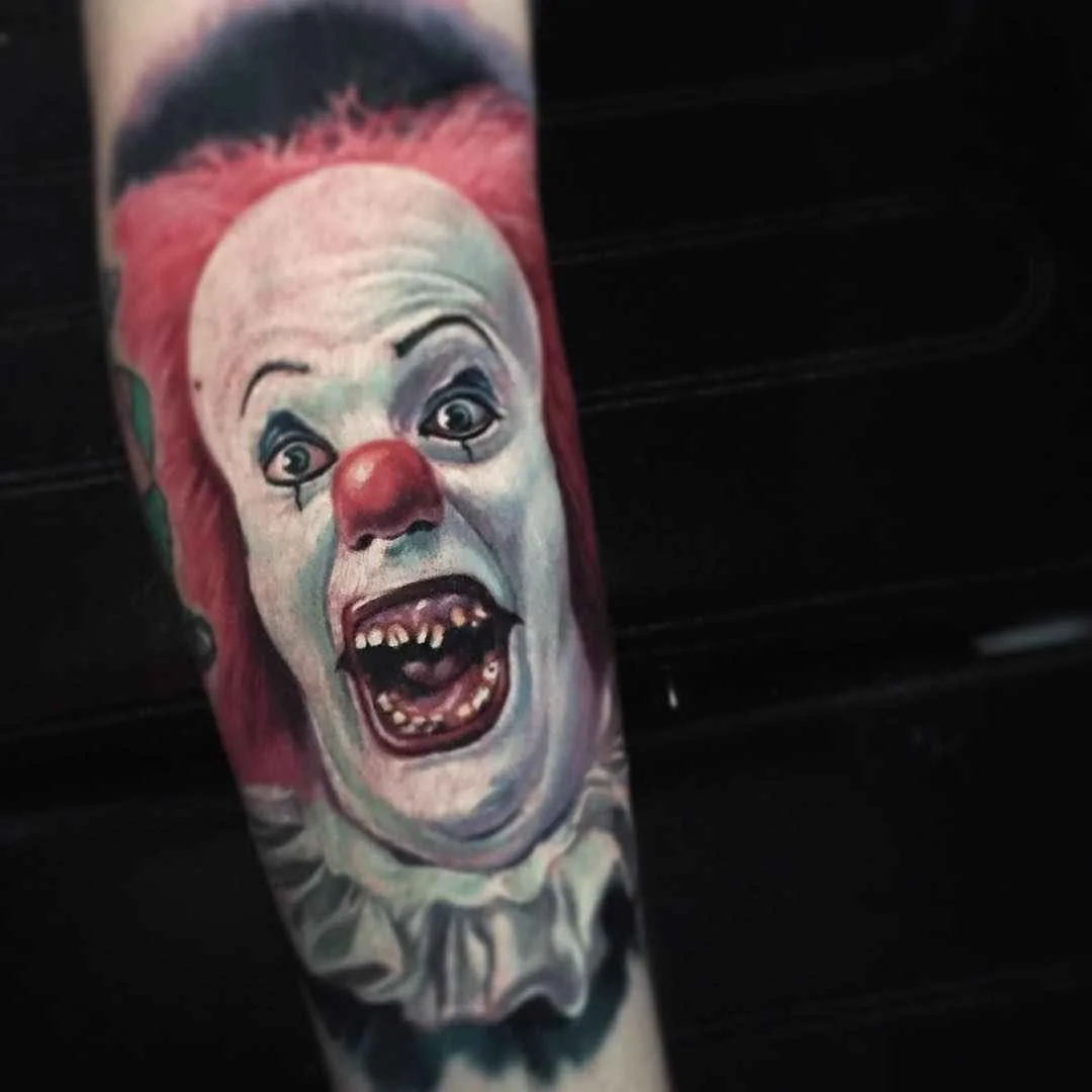 Tattoo artist Paul Acker color horror-realism tattoo