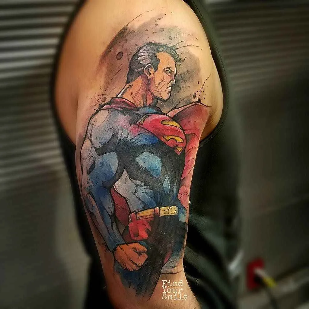 Tattoo artist Russell Van Schaick color watercolor sketch tattoo